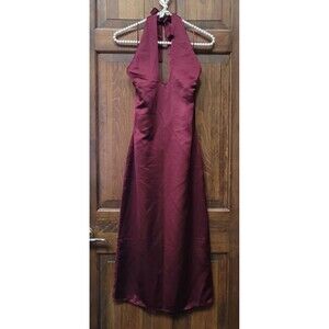 Jason Wu Burgundy Wine Red Halter Dress Satin Formal U-Neck Women's Size XS NWT